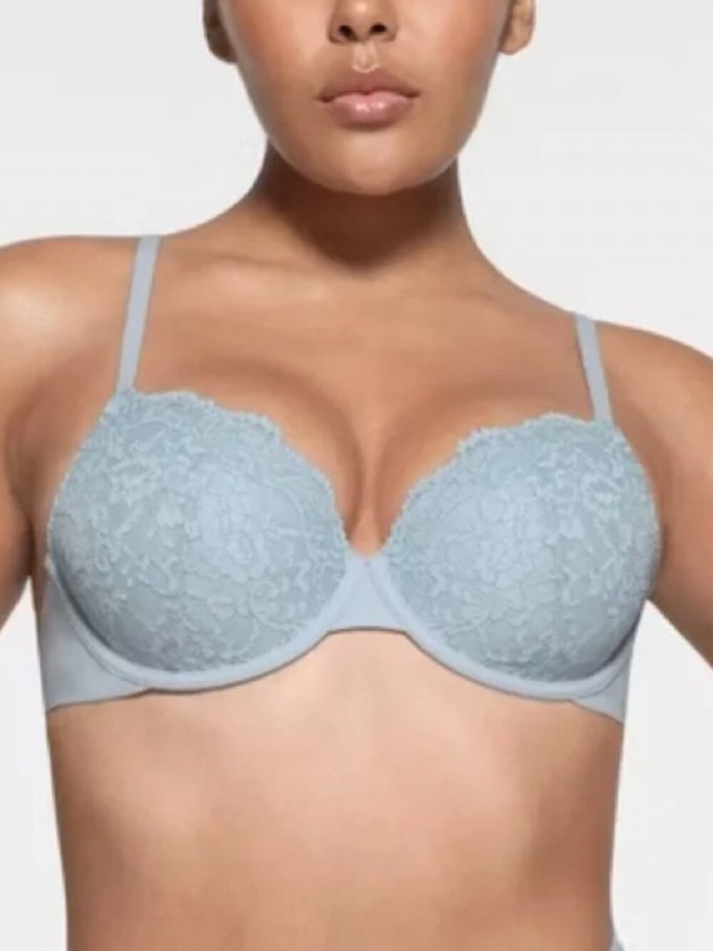 NWT Skims Fits Everybody Lace Push Up Demi Bra Underwire Blue Size 34C [jb]
